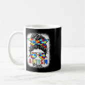 Autismus-Mutter-Leben-Unordentlicher-Bun-Gebleicht Kaffeetasse (Links)