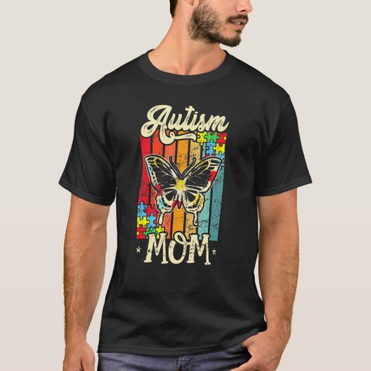 Autismus-Mutter Schmetterling T-Shirt (Vorderseite)