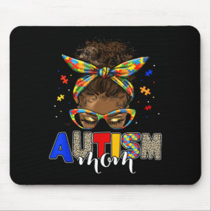 Autismus-Mutter unordentlicher Knoten schwarze Fra Mousepad