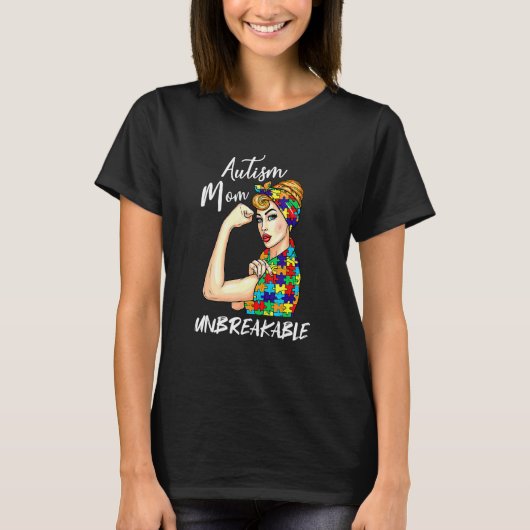 Autismus-Mutter Unzerbrechlich Autismus-Bewussts T-Shirt (Vorderseite)