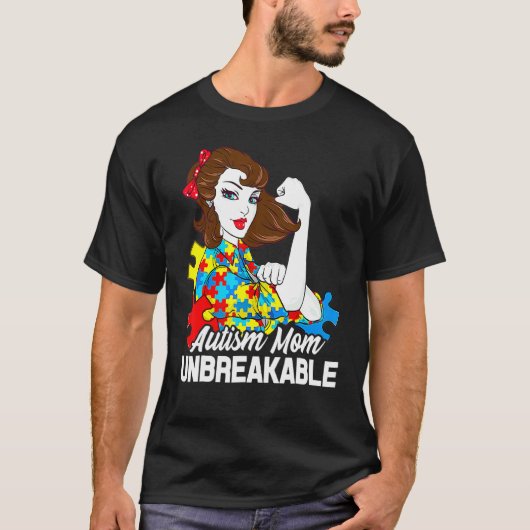 Autismus-Mutter Unzerbrechlich Autismus-Bewusstse T-Shirt (Vorderseite)
