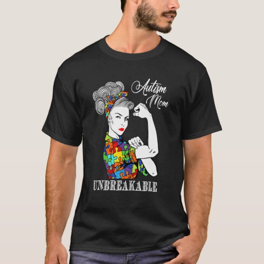 Autismus-Mutter Unzerbrechlich Autismus-Bewusstse T-Shirt (Vorderseite)