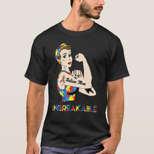 Autismus-Mutter Unzerbrechliche Starke Mutter Auti T-Shirt (Vorderseite)