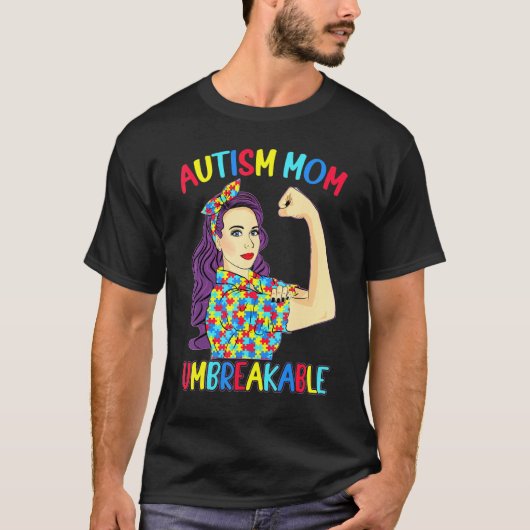 Autismus-Mutter Unzerbrechliches Autismus-Bewussts T-Shirt (Vorderseite)