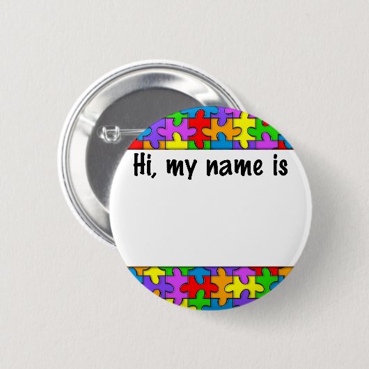 Autismus-Namensschild Button (Vorne & Hinten)
