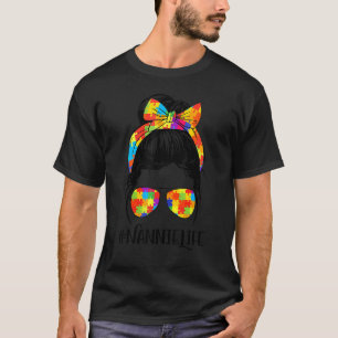 Autismus Nannie Leben Unordentlicher Knoten Brille T-Shirt