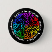 Autismus Neurovielfalt Akzeptanz Rainbow Mandala B Button (Vorderseite)