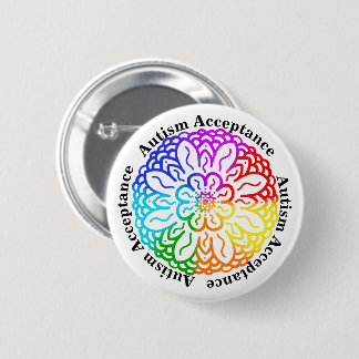 Autismus Neurovielfalt Akzeptanz Rainbow Mandala Button