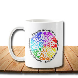 Autismus Neurovielfalt Akzeptanz Rainbow Mandala Kaffeetasse