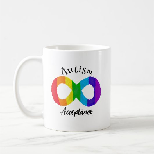 Autismus Neurovielfalt Akzeptanz Regenbogen Kaffeetasse (Links)