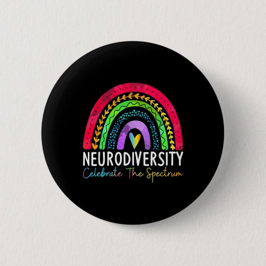 Autismus Neurovielfalt Spektrum Asse Adhd Rainbow Button (Vorderseite)