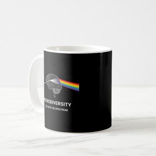 Autismus Neurovielfalt Spektrumanalyse Adhd Rainbo Kaffeetasse (Vorderseite Links)