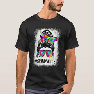 Autismus Oma Leben Unordentlicher Dutt Puzzle Stra T-Shirt