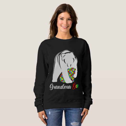 Autismus Oma Oma Bear Autismus Bewusstsein Sweatshirt (Vorne ganz)