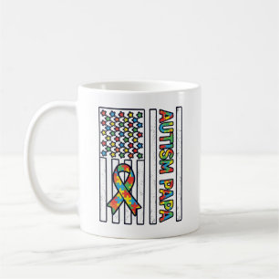 Autismus Papa Flagge Band Puzzle Teil Shirt Design Kaffeetasse