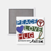 Autismus PEACE LIEBE HUG Magnet (Vorderseite/Rückseite)