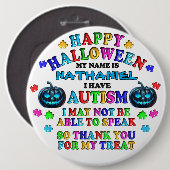 Autismus Personalisiert Halloween Trick oder Treat Button (Vorne & Hinten)
