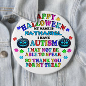 Autismus Personalisiert Halloween Trick oder Treat Button (Beispiel)