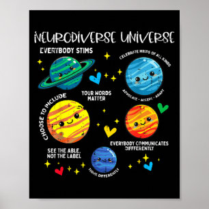 Autismus Planet Neurodiverse Universum Bewusstsein Poster
