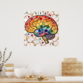 Autismus Pride Mosaik Gehirn Neuroversität Bewusst Poster (Küche)