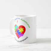 Autismus Puzzle am Herzen Kaffeetasse (Vorderseite Links)