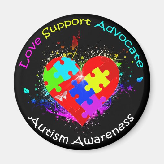 Autismus Puzzle am Herzen Magnet (Vorne)