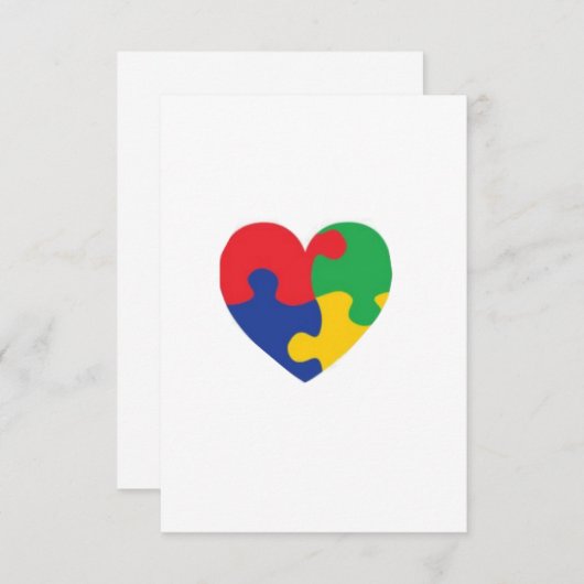 Autismus Puzzle Herz Dankeskarte (Vorne/Hinten)