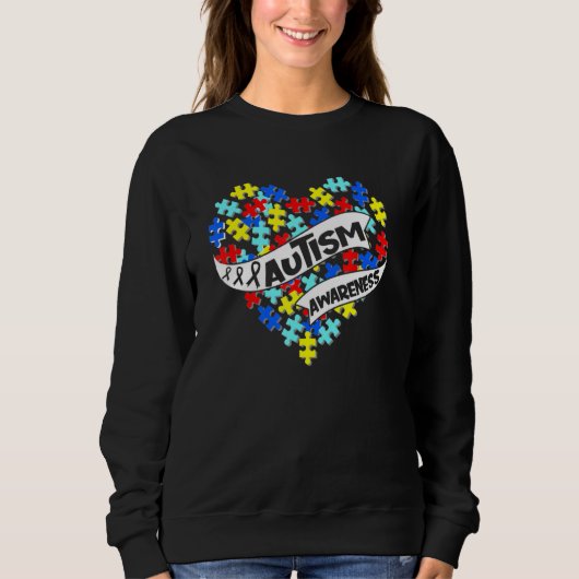 Autismus Puzzle Herz Liebe Akzeptieren Autismus ve Sweatshirt (Vorderseite)