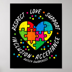 Autismus-Puzzle-Herz-Liebe-Unterstützung-Bewusstse Poster