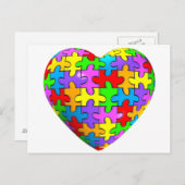 Autismus Puzzle Herz Postkarte (Vorne/Hinten)