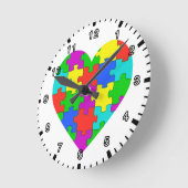 Autismus-Puzzle-Liebe Runde Wanduhr (Winkel)