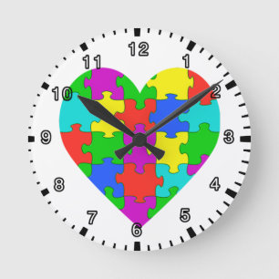 Autismus-Puzzle-Liebe Runde Wanduhr