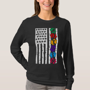 Autismus Puzzle Piece Amerikanische Flagge Autismu T-Shirt
