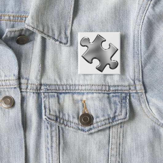 Autismus Puzzle Piece Silber Button (Beispiel)