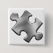 Autismus Puzzle Piece Silber Button (Vorderseite)