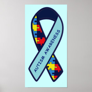 Autismus Puzzle Ribbon Bewusstsein Poster