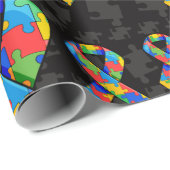 Autismus Puzzle Ribbon Geschenkpapier (Rolleneckpunkt)