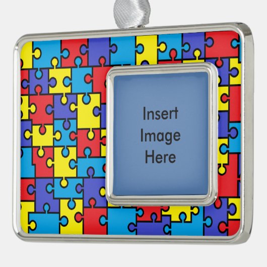 Autismus-Puzzlespiel-Foto-Verzierung Rahmen-Ornament Silber (Links)