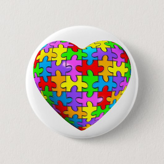 Autismus-Puzzlespiel-Herz Button (Vorderseite)