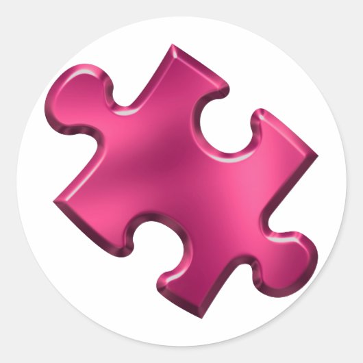 Autismus-Puzzlespiel-Stück-Rosa Runder Aufkleber (Vorderseite)