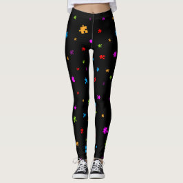 Autismus Puzzleteile auf BLACK Leggings