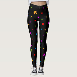 Autismus Puzzleteile auf BLACK Leggings
