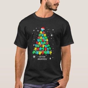 Autismus-Puzzleteile-Christbaum-Weihnachtsbeleucht T-Shirt