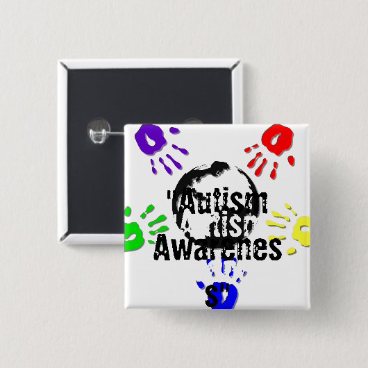 Autismus-quadratischer Knopf Button (Vorne & Hinten)