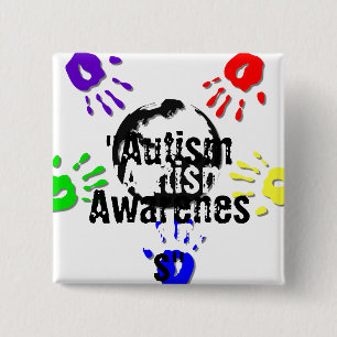 Autismus-quadratischer Knopf Button
