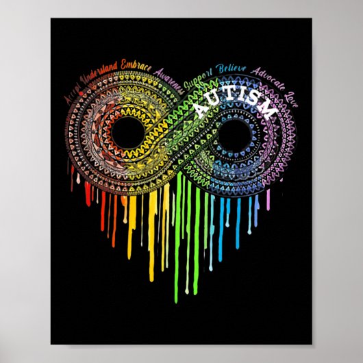 Autismus Rainbow Infinity Symbol Asse Awareness Poster (Vorne)