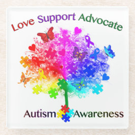 Autismus Rainbow Tree Glasuntersetzer