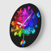 Autismus Rainbow Tree Große Wanduhr (Winkel)