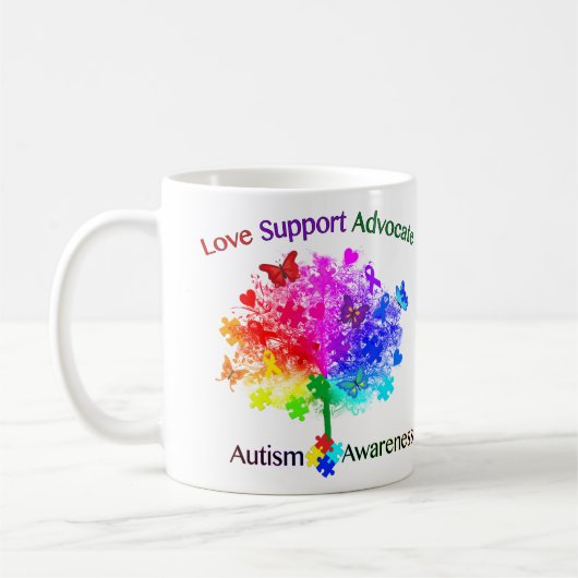Autismus Rainbow Tree Kaffeetasse (Links)