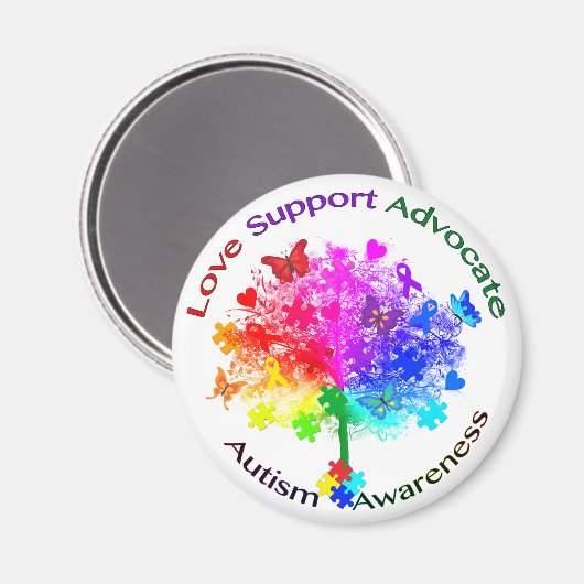 Autismus Rainbow Tree Magnet (Vorderseite/Rückseite)